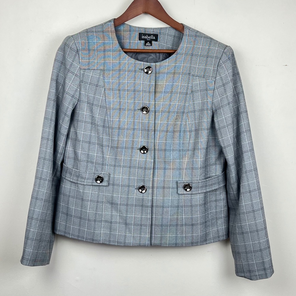 Isabella Suits Blazer 14 Grey Plaid Dark Academia Heritage Prep